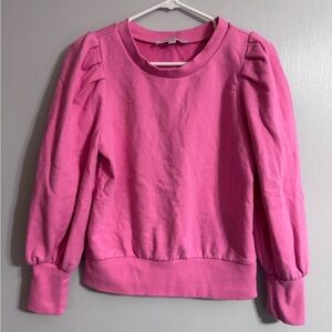 LOFT Pink Puff Sleeve Sweatshirt Size Small